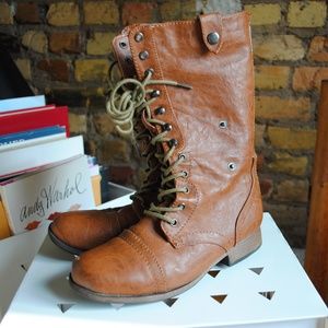 WILD DIVA LOUNGE Military Lace-Up Combat Boots